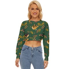 Cute-seamless-pattern-bird-with-berries-leaves Lightweight Long Sleeve Sweatshirt by uniart180623