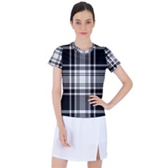 Pixel-background-design-modern-seamless-pattern-plaid-square-texture-fabric-tartan-scottish-textile- Women s Sports Top by uniart180623