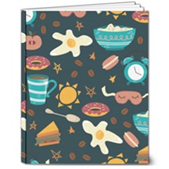 Seamless-pattern-with-breakfast-symbols-morning-coffee 8  X 10  Softcover Notebook