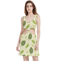 Leaf-spring-seamless-pattern-fresh-green-color-nature Velour Cutout Dress by uniart180623