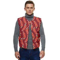 Chili-pattern-red Men s Short Button Up Puffer Vest	