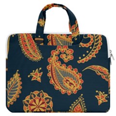 Bright-seamless-pattern-with-paisley-mehndi-elements-hand-drawn-wallpaper-with-floral-traditional Macbook Pro 13  Double Pocket Laptop Bag by uniart180623