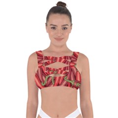 Seamless-chili-pepper-pattern Bandaged Up Bikini Top