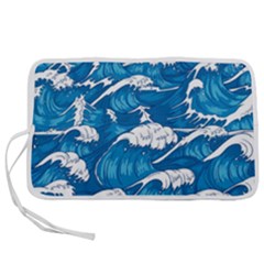 Storm-waves-seamless-pattern-raging-ocean-water-sea-wave-vintage-japanese-storms-print-illustration- Pen Storage Case (l) by uniart180623