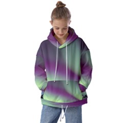 Aurora Stars Sky Mountains Snow Aurora Borealis Kids  Oversized Hoodie by uniart180623