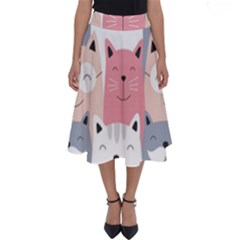 Cute Seamless Pattern With Cats Perfect Length Midi Skirt