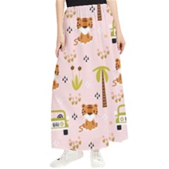 Cute-tiger-car-safari-seamless-pattern Maxi Chiffon Skirt by uniart180623