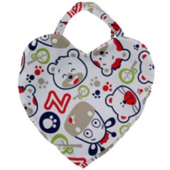 Animals-pattern Giant Heart Shaped Tote