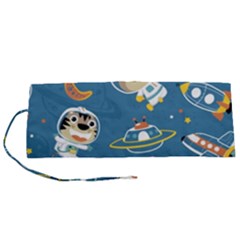 Seamless-pattern-funny-astronaut-outer-space-transportation Roll Up Canvas Pencil Holder (s) by uniart180623