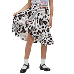 Mix-animal-skin-prints-seamless-pattern-vector Kids  Ruffle Flared Wrap Midi Skirt by uniart180623