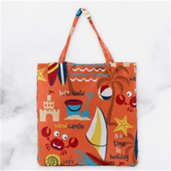 Seamless-pattern-vector-beach-holiday-theme-set Grocery Tote Bag by uniart180623