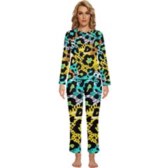 Seamless-leopard-wild-pattern-animal-print Womens  Long Sleeve Lightweight Pajamas Set