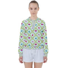 Birds-pattern-background Women s Tie Up Sweat