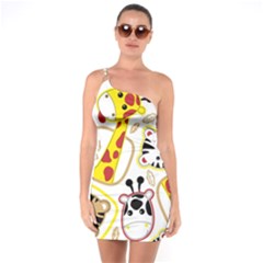 Vector-seamless-pattern-nice-animals-cartoon One Shoulder Ring Trim Bodycon Dress by uniart180623