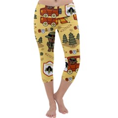 Seamless-pattern-funny-ranger-cartoon Capri Yoga Leggings by uniart180623