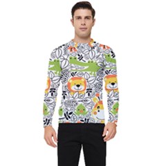 Seamless-pattern-with-wildlife-cartoon Men s Long Sleeve Rash Guard by uniart180623