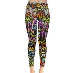 Graffiti-word-seamless-pattern Inside Out Leggings by uniart180623