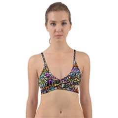 Graffiti-word-seamless-pattern Wrap Around Bikini Top by uniart180623