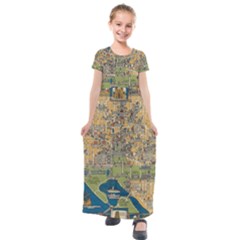 Vintatge Map Of Washington Dc Kids  Short Sleeve Maxi Dress by uniart180623