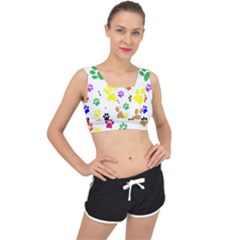 Pawprints-paw-prints-paw-animal V-back Sports Bra by uniart180623