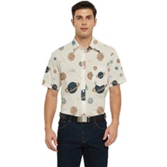 Space Planets Art Pattern Design Wallpaper Men s Short Sleeve Pocket Shirt  by uniart180623