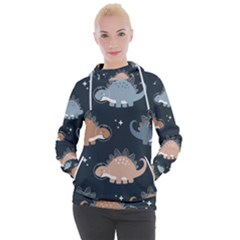 Dino Art Pattern Design Wallpaper Background Women s Hooded Pullover