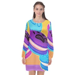 Cookies Chocolate Cookies Sweets Snacks Baked Goods Food Long Sleeve Chiffon Shift Dress  by uniart180623