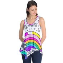 Rainbow Fun Cute Minimal Doodle Drawing Art Sleeveless Tunic by uniart180623