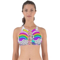 Rainbow Fun Cute Minimal Doodle Drawing Art Perfectly Cut Out Bikini Top by uniart180623