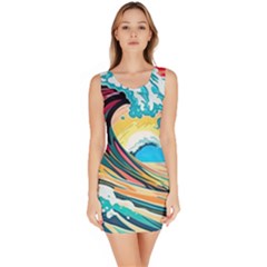 Waves Ocean Sea Tsunami Nautical Arts Bodycon Dress by uniart180623