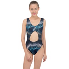 Tsunami Waves Ocean Sea Water Rough Seas Center Cut Out Swimsuit by uniart180623