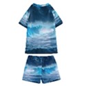 Thunderstorm Storm Tsunami Waves Ocean Sea Kids  Swim Tee and Shorts Set View2