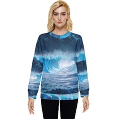 Thunderstorm Storm Tsunami Waves Ocean Sea Hidden Pocket Sweatshirt by uniart180623