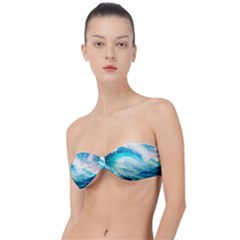 Tsunami Waves Ocean Sea Nautical Nature Water Nature Classic Bandeau Bikini Top  by uniart180623