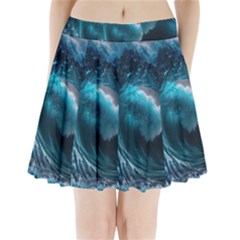 Tsunami Waves Ocean Sea Water Rough Seas Pleated Mini Skirt by uniart180623