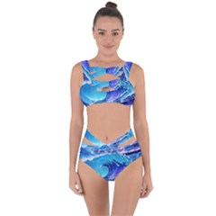 Tsunami Tidal Wave Ocean Waves Sea Nature Water Blue Bandaged Up Bikini Set  by uniart180623