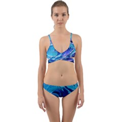 Tsunami Tidal Wave Ocean Waves Sea Nature Water Blue Wrap Around Bikini Set by uniart180623