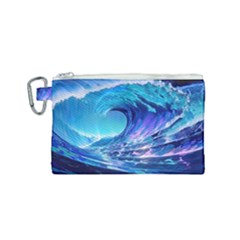 Tsunami Tidal Wave Ocean Waves Sea Nature Water Blue Canvas Cosmetic Bag (small) by uniart180623