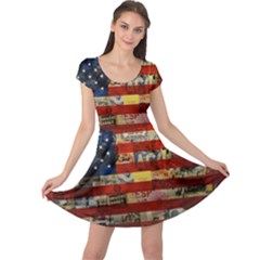 Usa Flag United States Cap Sleeve Dress by uniart180623