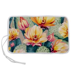 Prickly Pear Cactus Flower Plant Pen Storage Case (m) by Ravend