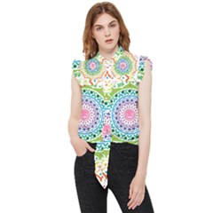Mandala Pattern Rainbow Pride Frill Detail Shirt by Ravend