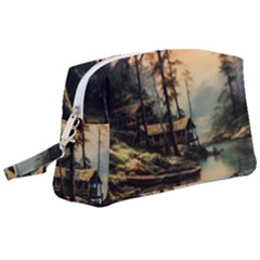 Fantasy Landscape Foggy Mysterious Wristlet Pouch Bag (large) by Ravend