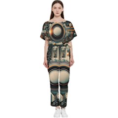 Technology Robot Internet Processor Batwing Lightweight Chiffon Jumpsuit by Ravend