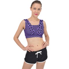 Mazipoodles Purple Donuts Polka Dot  V-back Sports Bra by Mazipoodles