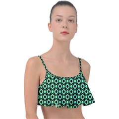 Mazipoodles Green Donuts Polka Dot Frill Bikini Top by Mazipoodles