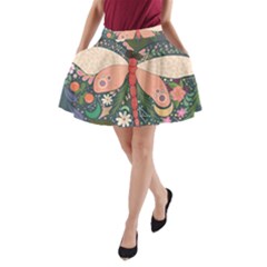 Bug Nature Flower Dragonfly A-line Pocket Skirt