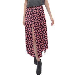 Mazipoodles Red Donuts Polka Dot  Velour Split Maxi Skirt