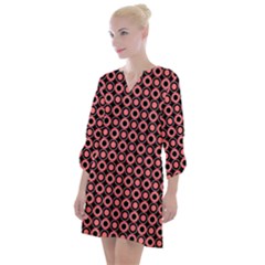 Mazipoodles Red Donuts Polka Dot  Open Neck Shift Dress by Mazipoodles