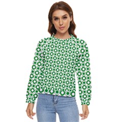 Mazipoodles Green White Donuts Polka Dot  Women s Long Sleeve Raglan Tee