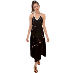 Abstract Rose Gold Glitter Background Halter Tie Back Dress 